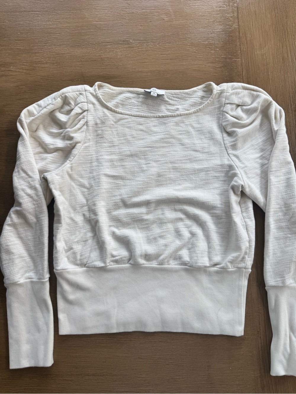 AG Adriano Goldschmied Cream Puff-Sleeve Sweatshirt